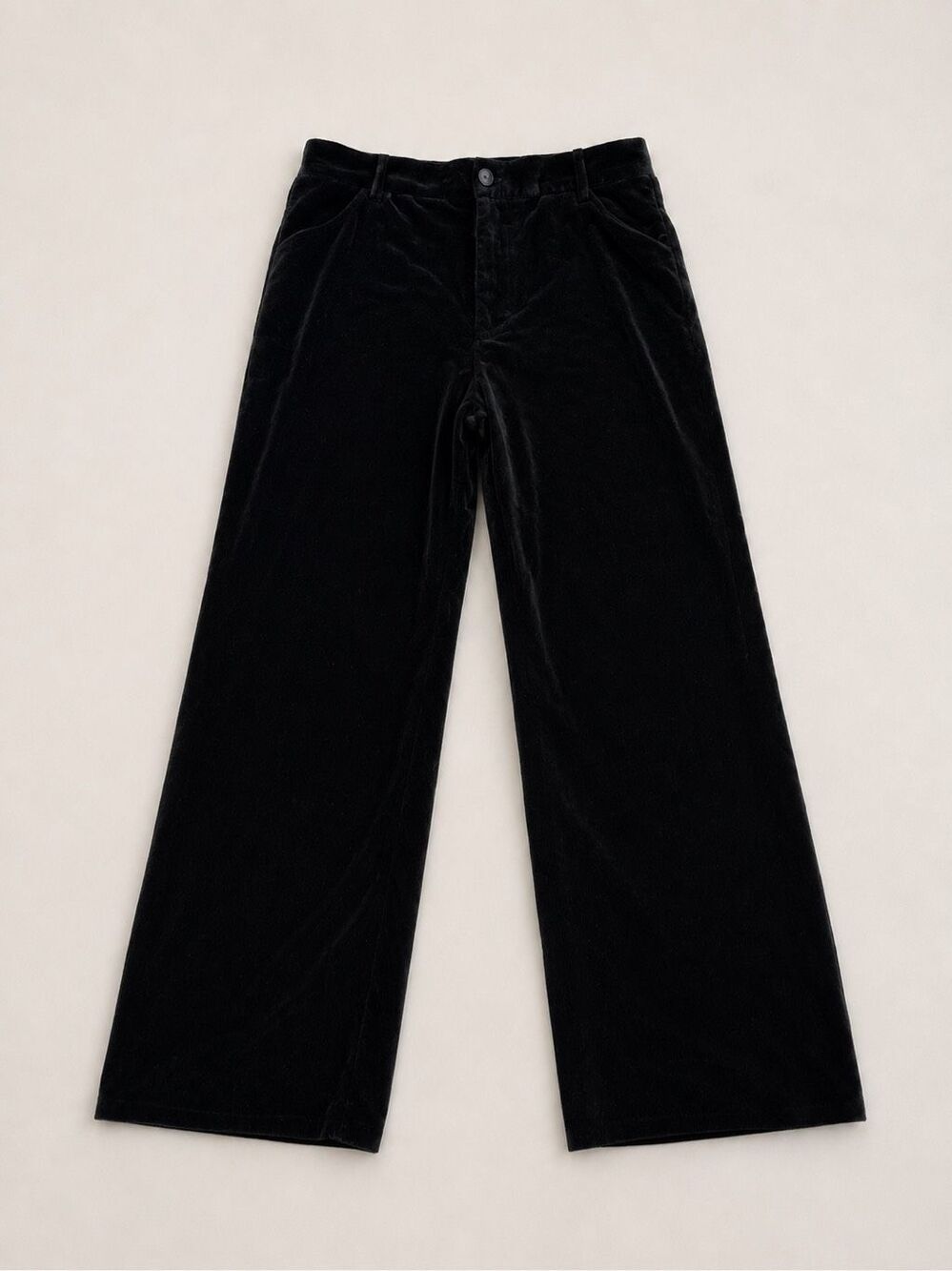 Zara Black Velvet Wide Leg Pants NWT XXL High Rise Trouser Holiday Evening